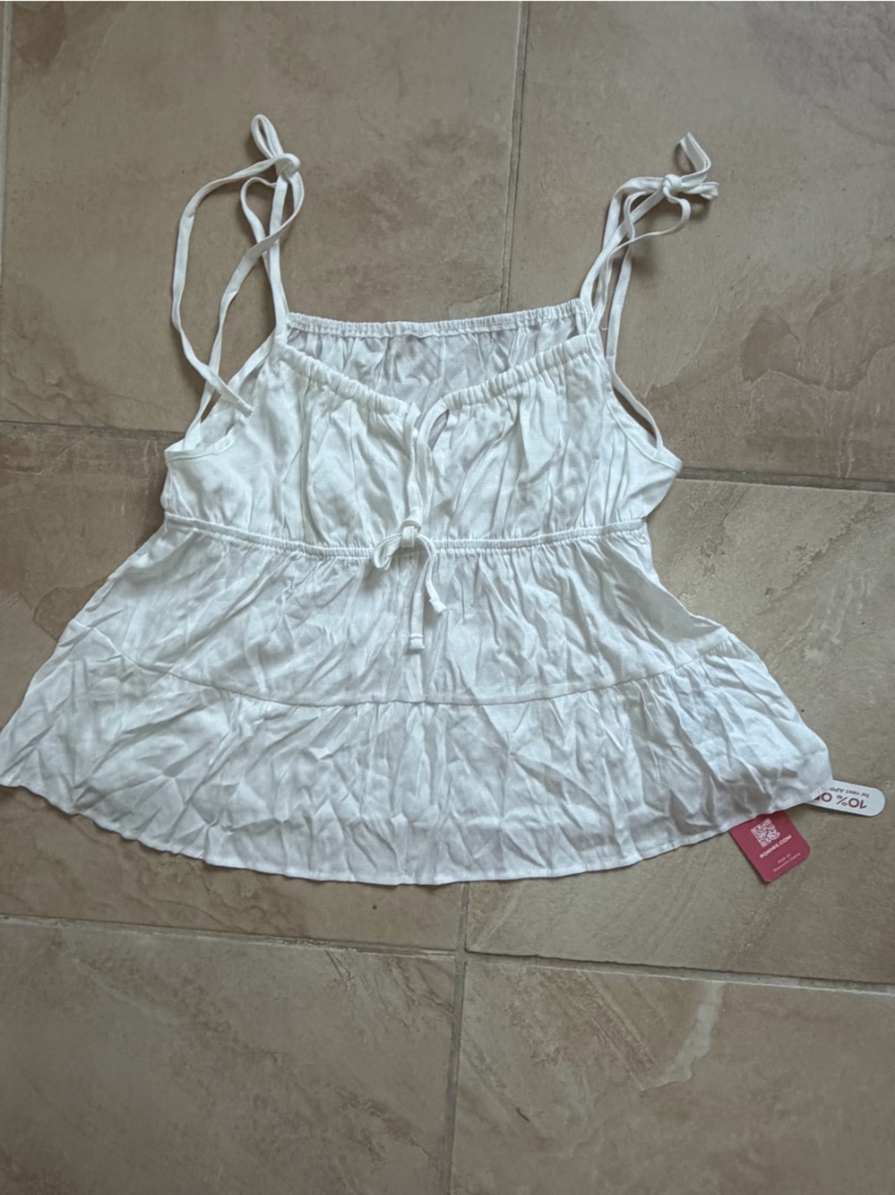 ROMWE White Tie-Shoulder Cotton Sleep Cami